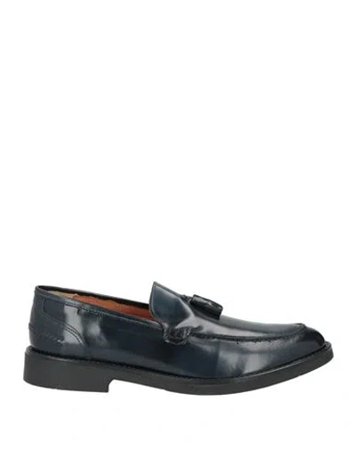 Calpierre Man Loafers Blue Size 10 Leather In Animal Print