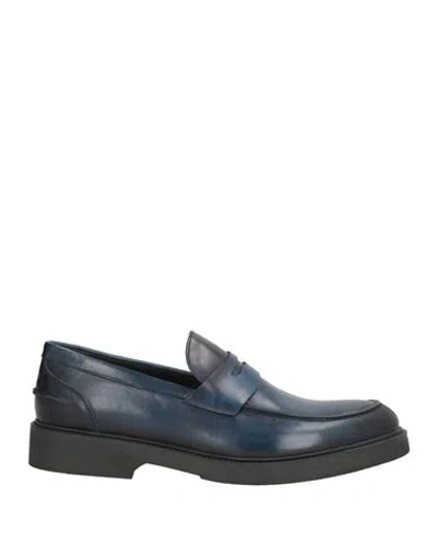 Calpierre Man Loafers Blue Size 9 Calfskin