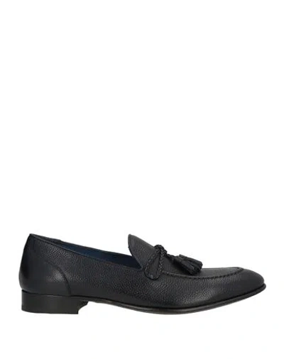 Calpierre Man Loafers Midnight Blue Size 9 Leather In Black