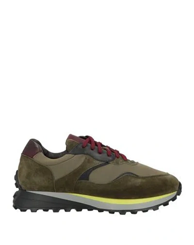 Calpierre Na1964 Man Sneakers Military Green Size 8.5 Leather, Textile Fibers