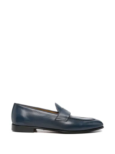 Calpierre Penny-slot Leather Loafers In Blue