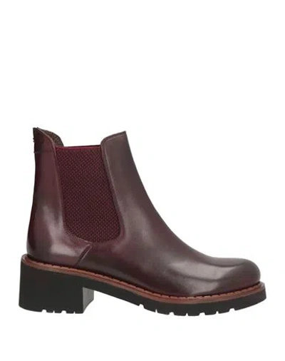 Calpierre Woman Ankle Boots Burgundy Size 8.5 Leather In Red