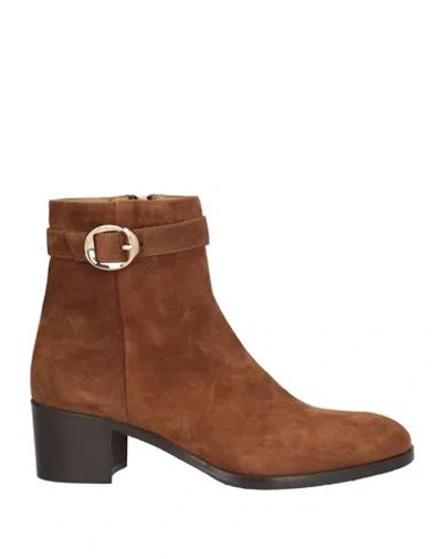 Calpierre Woman Ankle Boots Camel Size 8.5 Leather In Beige