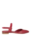 Calpierre Woman Ballet Flats Red Size 7.5 Leather In Red