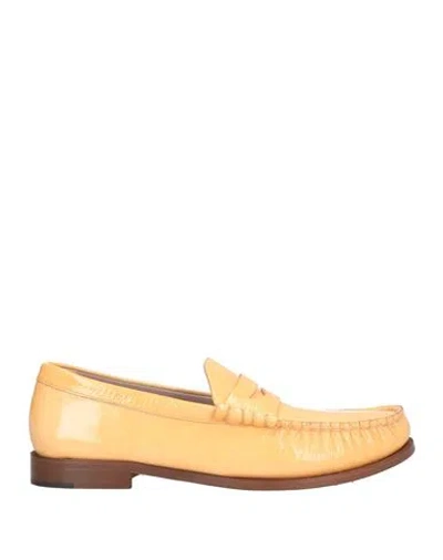 Calpierre Woman Loafers Apricot Size 8 Leather In Orange