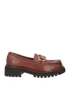Calpierre Woman Loafers Brown Size 8 Leather In Brown