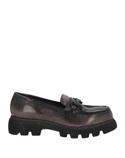 Calpierre Woman Loafers Steel Grey Size 10 Soft Leather