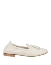 Calpierre Woman Loafers Cream Size 8 Leather In White