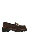 Calpierre Woman Loafers Dark Brown Size 8 Leather