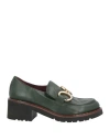 Calpierre Woman Loafers Dark Green Size 8 Leather