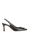 Calpierre Woman Pumps Black Size 8 Leather In Black