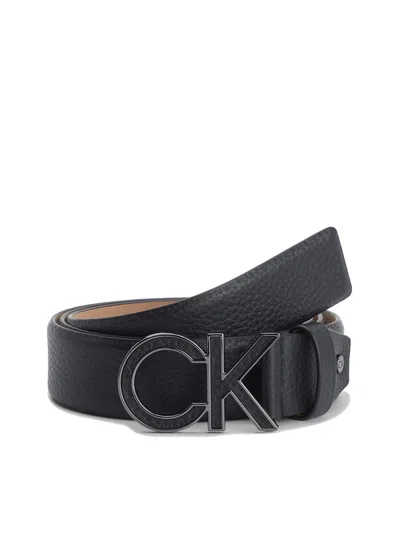 Calvin Klein - Leather Belt With K50k510353 Bax Logo In Black