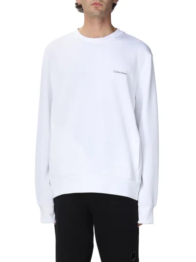 Calvin Klein Logo-print Cotton-blend Sweatshirt In Neutrals
