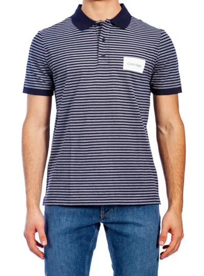 Calvin Klein - Polo Righe Large Logo Rectangle B.co K10k103364 484 Navy