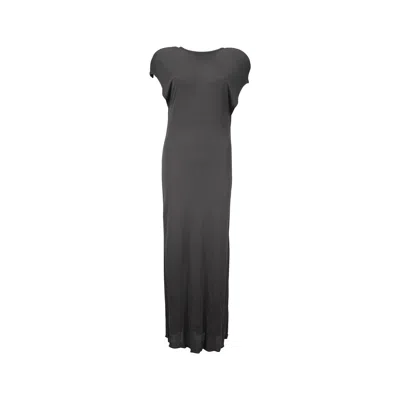 Pre-owned Calvin Klein 1980s  Gray Rayon Open Neck Maxi Dress