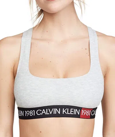 Calvin Klein 1981 Bold Unlined Bralette In Grey Heather