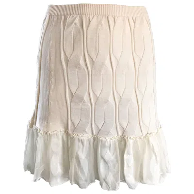 Pre-owned Calvin Klein 1990s  Collection Ivory Silk Mini Skirt Or Strapless Top Unworn 90s In White