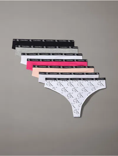 Calvin Klein 1996 Cotton Stretch 7-pack Modern Thong In Grey Heather Multi