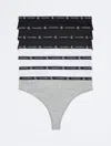 Calvin Klein 1996 Cotton Stretch 7-pack Modern Thong In Grey Heather / White / Black
