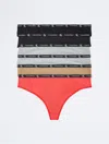 Calvin Klein 1996 Cotton Stretch 7-pack Modern Thong In Rouge/tigers Eye Multi
