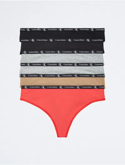 Calvin Klein 1996 Cotton Stretch 7-pack Modern Thong In Rouge/tigers Eye Multi