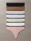 Calvin Klein 1996 Cotton Stretch 7-pack Modern Thong In Sand Trap Multi