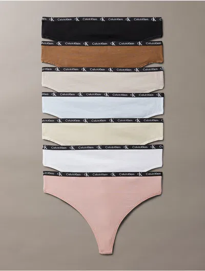 Calvin Klein 1996 Cotton Stretch 7-pack Modern Thong In Sand Trap Multi
