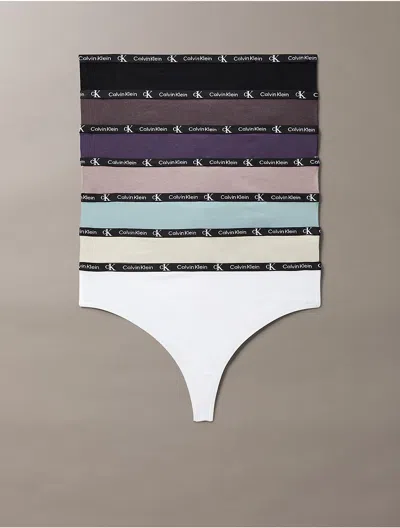 Calvin Klein 1996 Cotton Stretch 7-pack Modern Thong In Spiced Plum Multi
