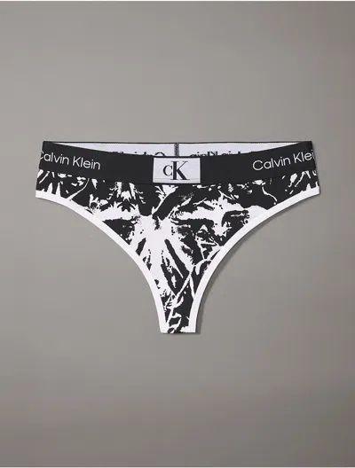 Calvin Klein 1996 Cotton Stretch Modern Thong In Black Palm Trees