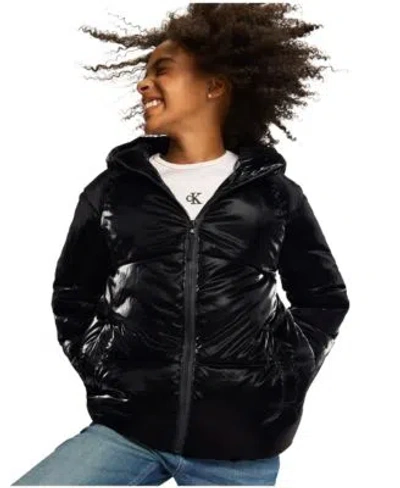 Calvin Klein Kids' 2 20 Girls Liquid Shine Puffer Jacket In Cosmic Sky