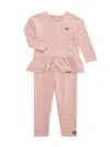 Calvin Klein 2-piece Baby Girl's Striped Peplum Top & Leggings Set In Pink