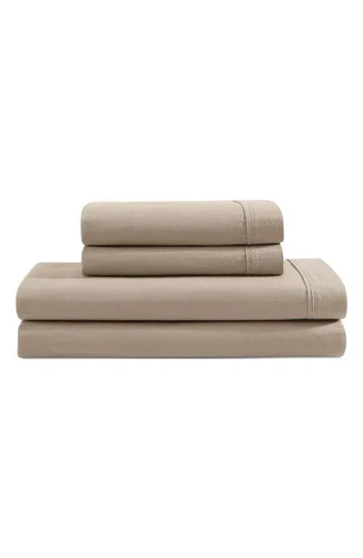 Calvin Klein 200 Thread Count Cotton Percale Twin Sheet Set In Camel Brown