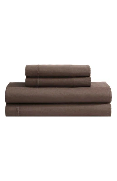 Calvin Klein 200 Thread Count Cotton Percale Twin Sheet Set In Earth