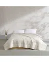 Calvin Klein 200 Thread Count Solid Washed Percale Cotton Quilt Set In White