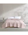 Calvin Klein 200 Thread Count Solid Washed Percale Cotton Quilt Set In Pink
