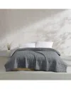 Calvin Klein 200 Thread Count Solid Washed Percale Cotton Quilt Set In Gray