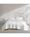 Calvin Klein 200 Thread Count Solid Washed Percale Cotton Quilt Set In White