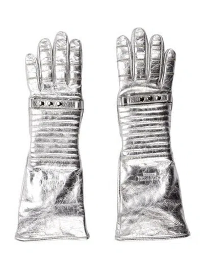 Pre-owned Calvin Klein 205w39nyc 2018 Silver Firefighter Leather Gloves