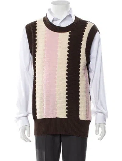 Pre-owned Calvin Klein 205w39nyc 2018 Striped Sweater Vest In Brown