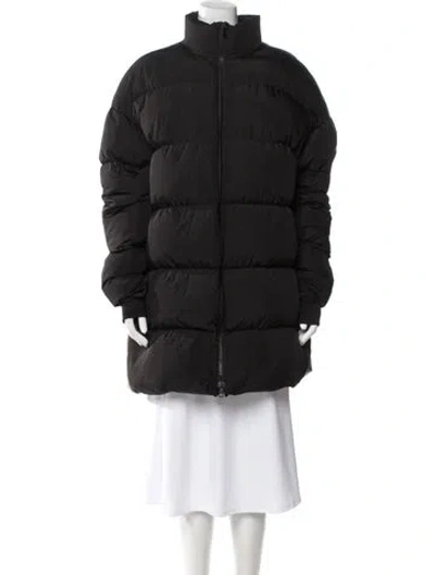 Pre-owned Calvin Klein 205w39nyc Leather Down Coat In Black