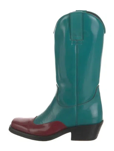 Pre-owned Calvin Klein 205w39nyc Patent Leather Western Boots In Green