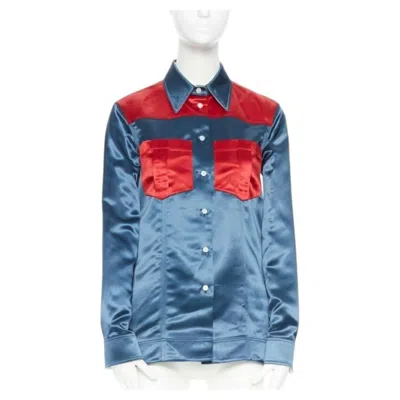 Pre-owned Calvin Klein 205w39nyc Raf Simons 2018 Runway Blue Red Acetate Shirt It36 Xs