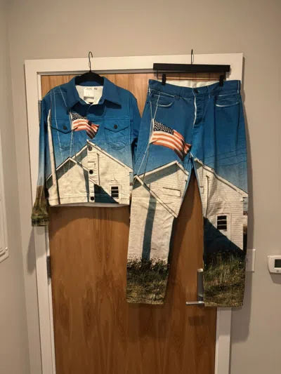 Pre-owned Calvin Klein 205w39nyc Raf Simons  Americana Landscape Denim In Blue