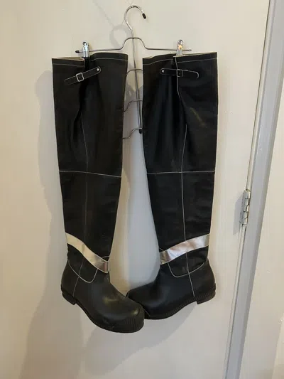 Pre-owned Calvin Klein 205w39nyc X Raf Simons 205w39nyc Sample Runway Knee Height Firefighter Boots In Black