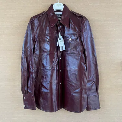 Pre-owned Calvin Klein 205w39nyc X Raf Simons Leather Shirt In Burgundy
