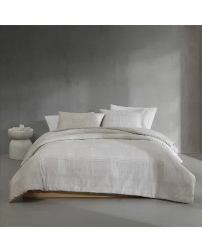 CALVIN KLEIN CALVIN KLEIN 220 THREAD COUNT TEXTURAL RIB COTTON SATEEN DUVET COVER SET