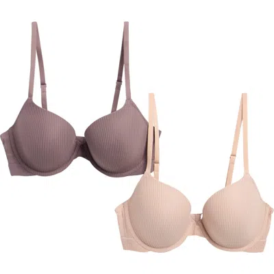 Calvin Klein 2-pack Sensual Sheer Lightly Lined Demi Bra In Pink