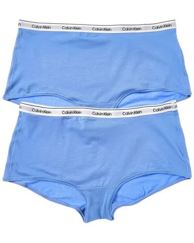 Calvin Klein 2pk Modern Logo Boyshort In Blue