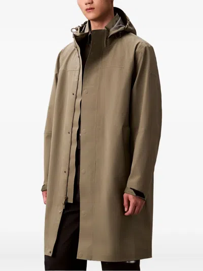 Calvin Klein 3-in-1 Hooded Buttoned Coat In Brown