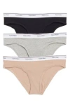 Calvin Klein 3-pack Balance Bikinis In Black/cedar/grey
